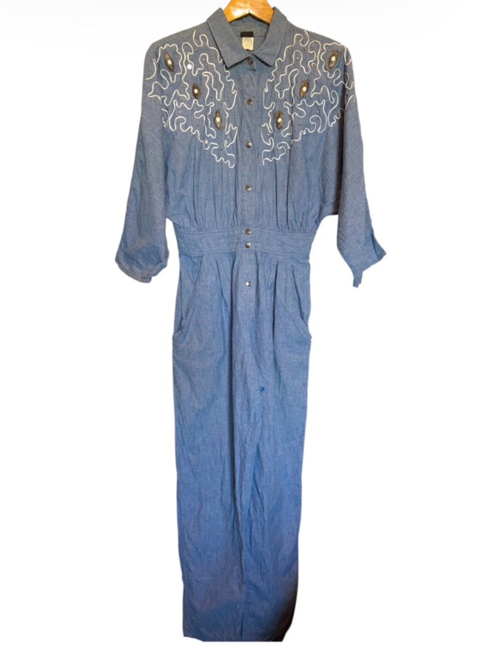 Vintage 80’s denim Western embellished jumpsuit 90’s